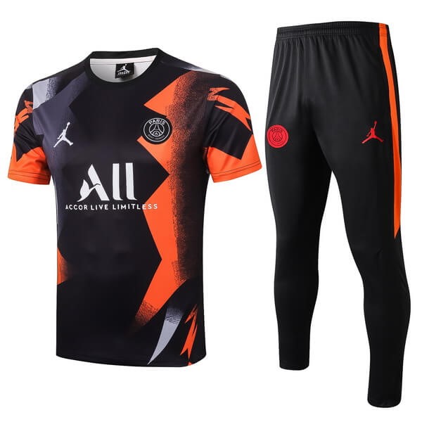 Trainingsshirt Paris Saint Germain Komplett Set 2019-20 Schwarz Orange Fussballtrikots Günstig